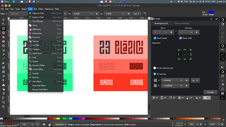 Inkscape workspace