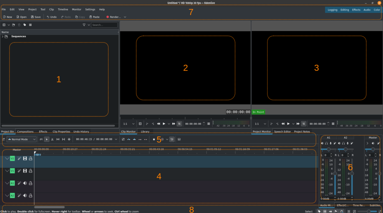 Kdenlive workspace