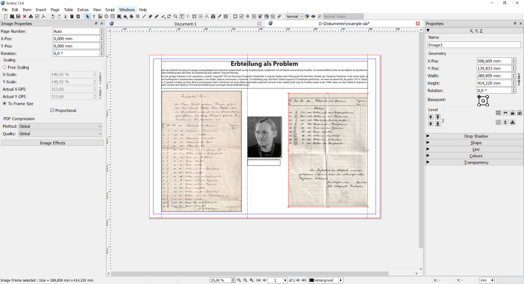 Scribus workspace