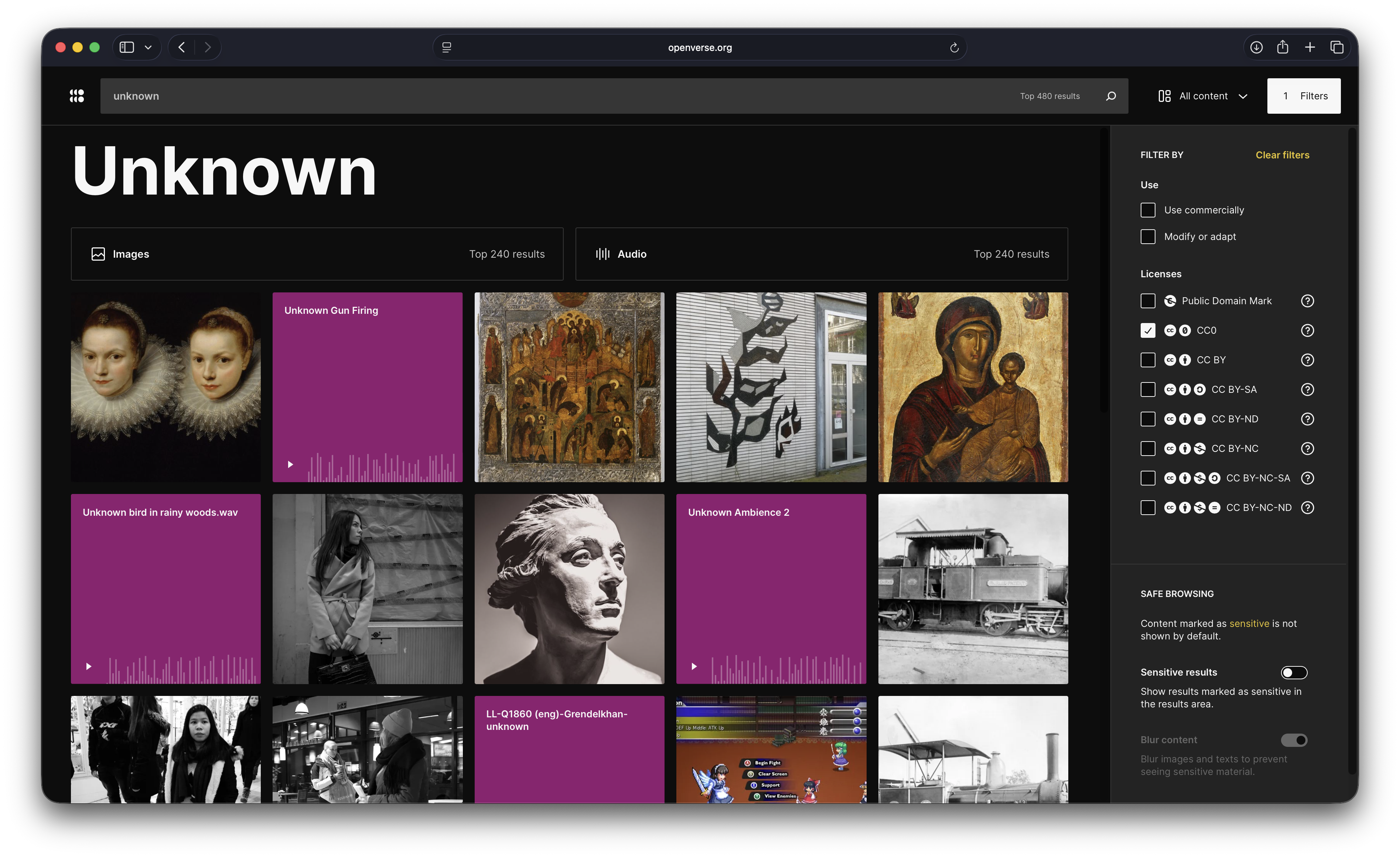 Openverse home page describing its collection of more than 800 million creative works